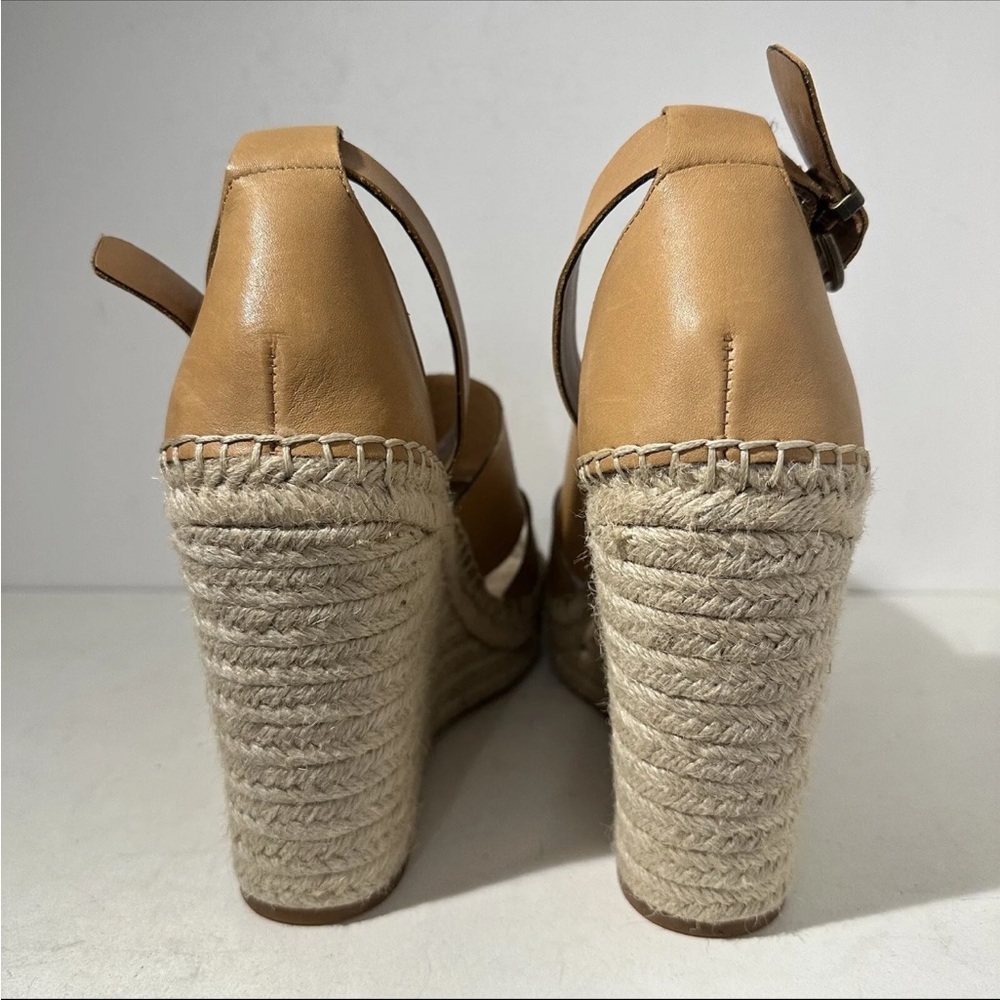 Treasure & Bond Wedge Sandal Size 11 M Tan Ankle Strap High Heel Espadrille Shoe - Picture 3 of 12